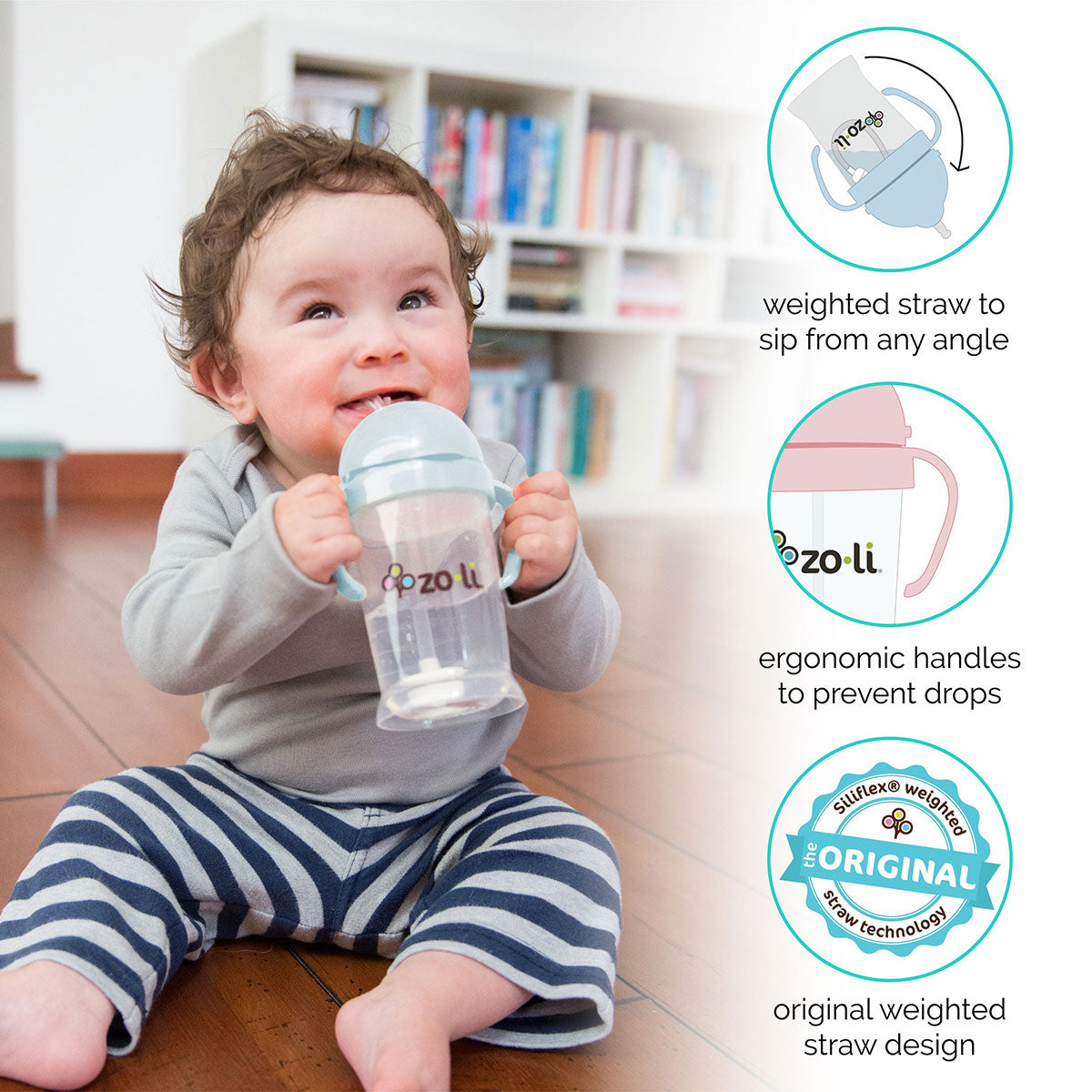 Baby Cups with Straw Bottle Drinking Water Kids Sippy Cup Handle Toddler  Feed@-@