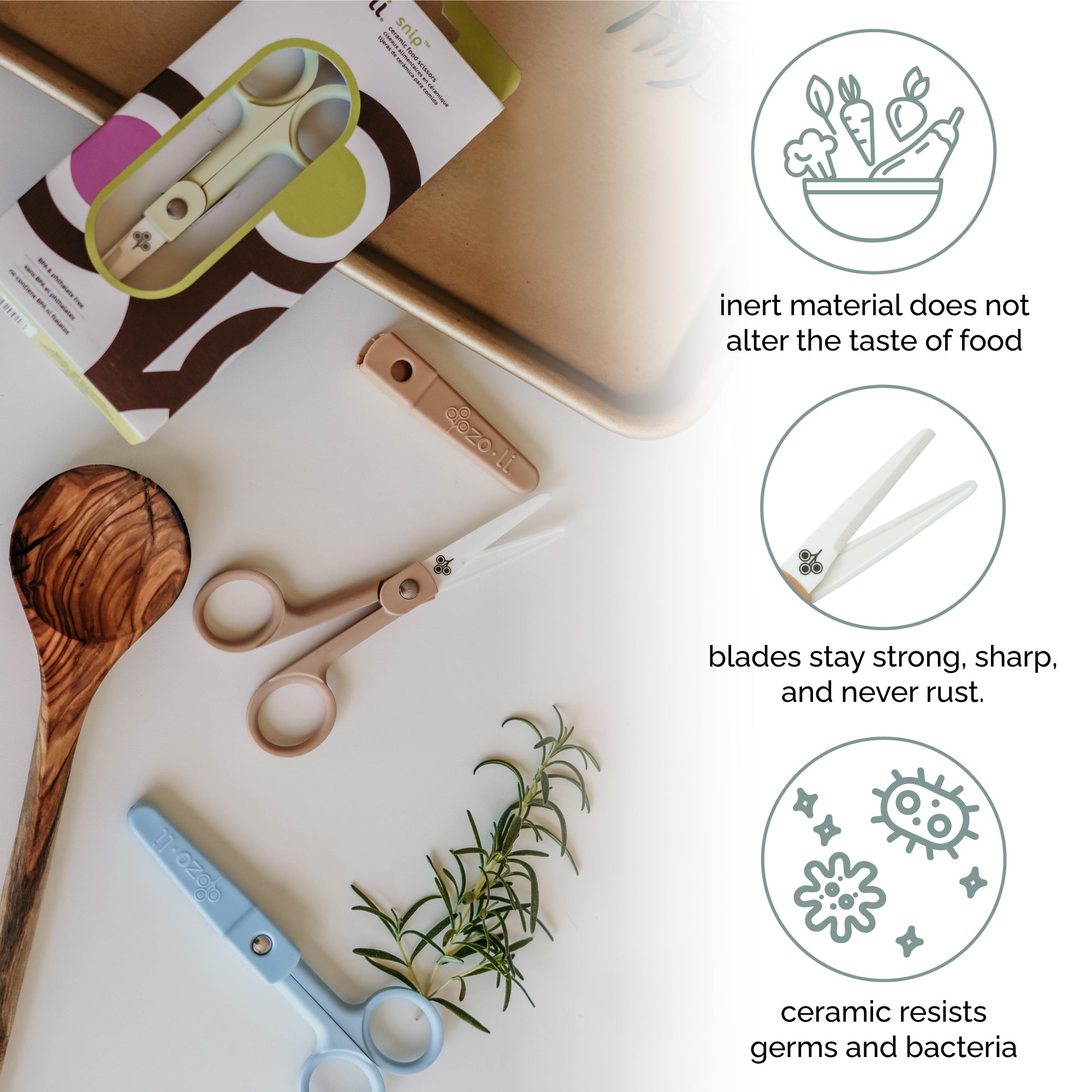 Dampen Ceramic Scissors with Ceramic Knife Sets Soft-Grip Handles,Safety Healthy ,Kitchen Scissors for Baby Food Kids Food (Pink)