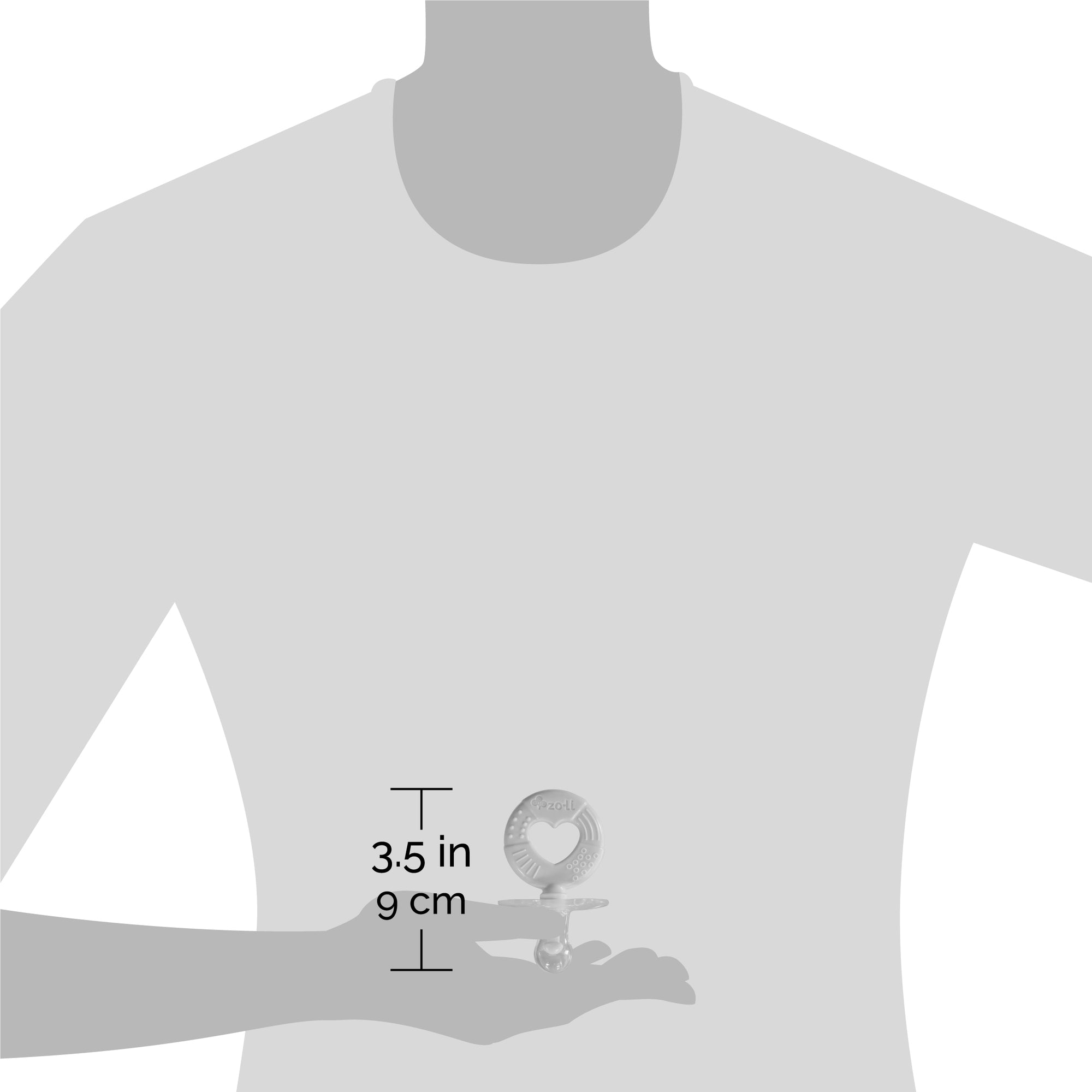 ZoLi size comparison teether circle handle with orthodontic tip for infant paci