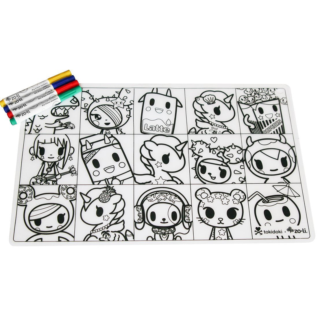 tokidoki coloring book placemat reusable eco friendly
